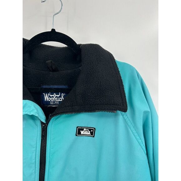 WOOLRICH Mens Teal Blue Vintage Retro Full Zip Fleece Lined Outdoor Jacket Large - Picture 3 of 7
